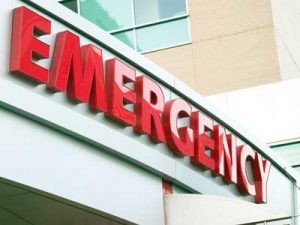 Emergency room for a car accident injury
